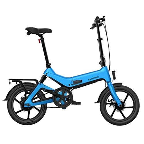 Plegables : Gaoyanhang Bicicleta eléctrica Plegable, Bicicleta de montaña con Cuadro de aleación de magnesio de Doble Disco Que Absorbe los Golpes de 16 Pulgadas, Tres Modos de conducción (Color : Blue)