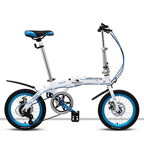 Plegables : Gaoyanhang Ultra Ligero de Aluminio Completo de Bici de la aleación de la Bicicleta Plegable 16" con 6 velocidades de Doble Freno de Disco de la Bicicleta Plegable Mini (Color : Blue)