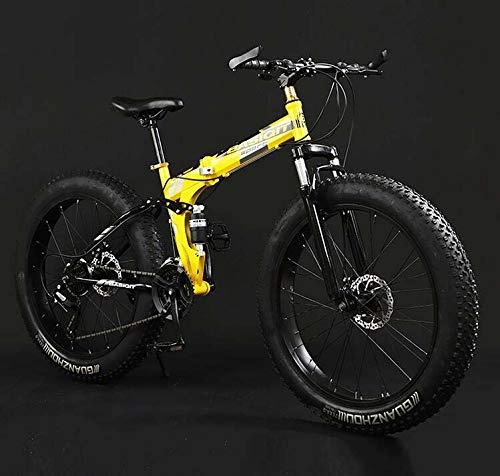 Plegables : GASLIKE Bicicleta Plegable de Bicicleta de montaña, Bicicletas de MTB de Doble suspensión Fat Tire, Cuadro de Acero con Alto Contenido de Carbono, Freno de Doble Disco, B, 20 Inch 24 Speed