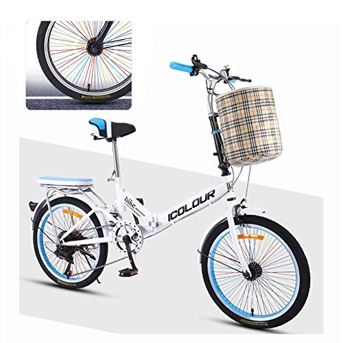 Plegables : GHH Bicicleta Plegable Unisex 20" Fácil de Transportar, Ligera Urbana para Mujer 7 velocidades, Blanco