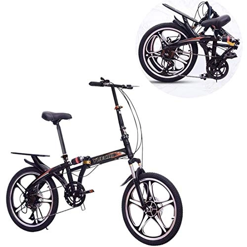 Plegables : GJNWRQCY Bicicleta Plegable, Bicicleta Deportiva Ligera Plegable de 20 Pulgadas para Adultos, Bicicleta de Ciclismo para Estudiantes universitarios en el Campus, Negro