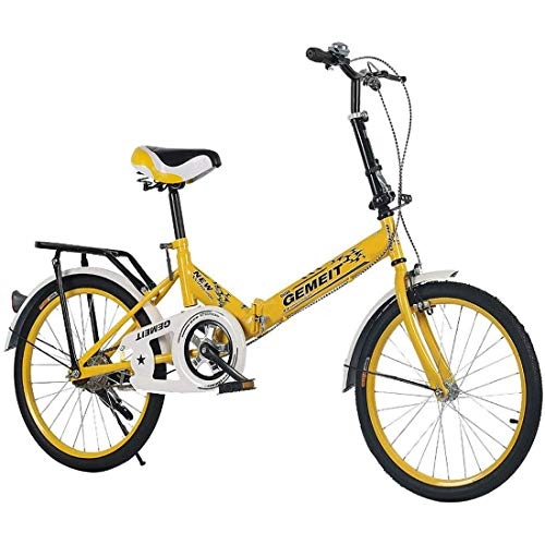 Plegables : GJNWRQCY Bicicleta Plegable de 20 Pulgadas Bicicleta para Adultos Bicicleta para Mujer Bicicleta con Marco de Acero de Alto Carbono Bicicleta para Estudiantes, Amarillo