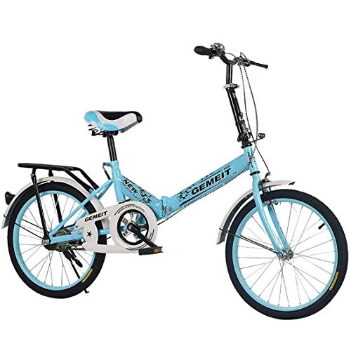 Plegables : GJNWRQCY Bicicleta Plegable de 20 Pulgadas Bicicleta para Adultos Bicicleta para Mujer Bicicleta con Marco de Acero de Alto Carbono Bicicleta para Estudiantes, Azul