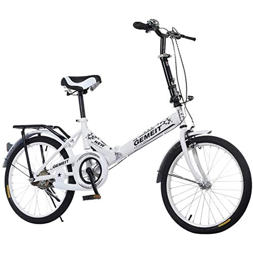 Plegables : GJNWRQCY Bicicleta Plegable de 20 Pulgadas Bicicleta para Adultos Bicicleta para Mujer Bicicleta con Marco de Acero de Alto Carbono Bicicleta para Estudiantes, Blanco