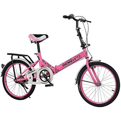 Plegables : GJNWRQCY Bicicleta Plegable de 20 Pulgadas Bicicleta para Adultos Bicicleta para Mujer Bicicleta con Marco de Acero de Alto Carbono Bicicleta para Estudiantes, Rosado