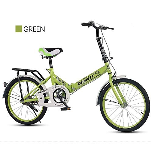 Plegables : GJNWRQCY Bicicleta Plegable de 20 Pulgadas Bicicleta para Adultos Bicicleta para Mujer Bicicleta con Marco de Acero de Alto Carbono Bicicleta para Estudiantes, Verde