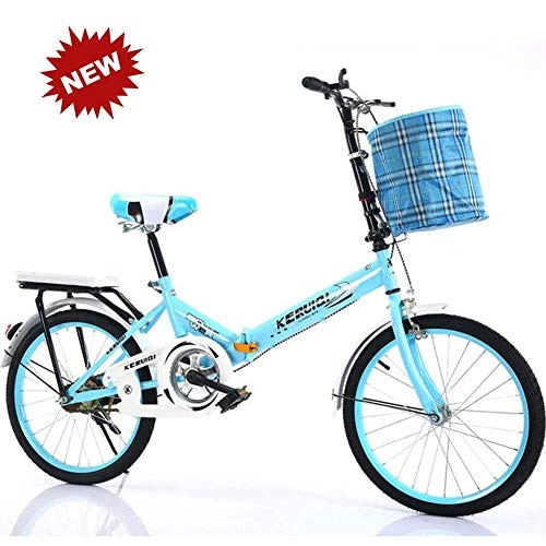 Plegables : GJNWRQCY Bicicleta Plegable de 20 Pulgadas Trabajo Ligero para Mujer Adulto Adulto Ultraligero Velocidad Variable Portátil Adulto Pequeño Estudiante Masculino Portador de Bicicleta Plegable, Azul