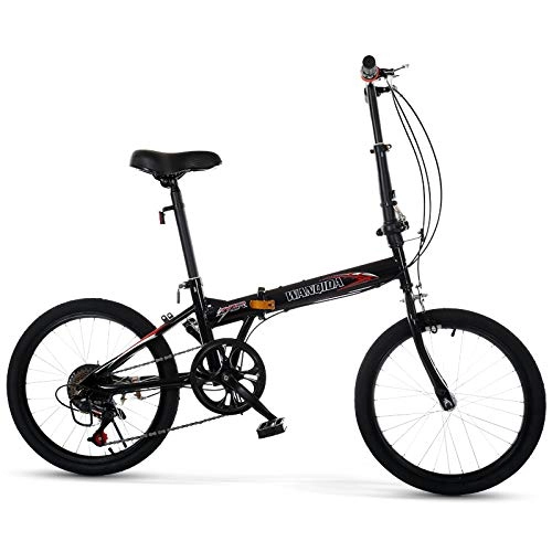 Plegables : GJNWRQCY Bicicleta plegable de velocidad variable, bicicleta de ocio portátil, marco fijo, frenado sensible, adecuado para adultos, hombres y mujeres, negro