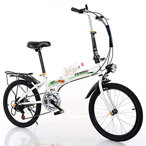Plegables : GJNWRQCY Bicicleta Plegable Ultraligera Bicicleta Plegable portátil para Adultos de 20 Pulgadas, para Trabajar en la Escuela y Viajar a Hombres y Mujeres en Bicicleta por la Ciudad, Blanco