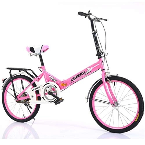 Plegables : GJNWRQCY Mini Bicicleta Plegable Ligera de 20 Pulgadas, Bicicleta portátil pequeña, Bicicleta Plegable para Mujeres Adultas, Coche de Estudiante para Adultos, Hombres y Mujeres, Rosado