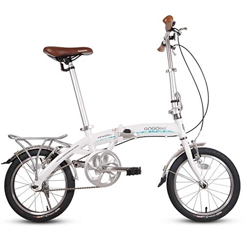 Plegables : GJZM Bicicleta de montaña Bicicletas Plegables de 16", Bicicleta Plegable de una Sola Velocidad para niños Adultos, Bicicleta de Ciudad Plegable portátil Ligera de aleación de Aluminio, Beige