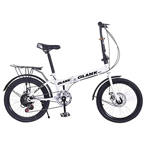 Plegables : GOLDGOD Bicicleta Plegable De 20 Pulgadas, 6 Velocidades Mini Portátil con Marco Acero Alto Carbono Y V-Brake Freno Disco Doble Montaña Sistema Plegado Rápido