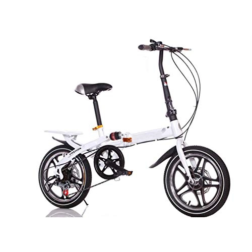 Plegables : GOUTUIZI Bicicletas Plegables, Bicicleta Plegable de Bicicleta de Ciudad Ligera de Acero de Alto Carbono, 14", Bicicleta Plegable Unisex - Blanco