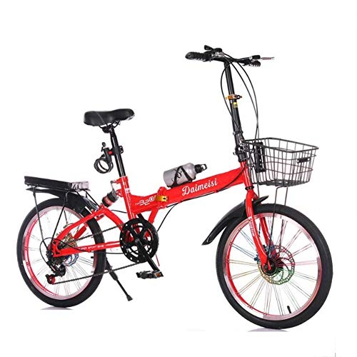 Plegables : GOUTUIZI Bicicletas Plegables, Bicicletas Plegables Plegables, ultraligeras y pequeas, adecuadas para 140-175 cm, 50 cm (20"), Rojo