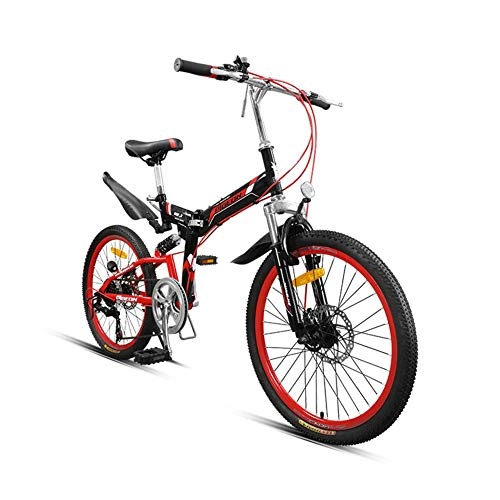 Plegables : GPAN 22 Pulgadas Bicicleta Montaña Bikes Plegable MTB, Doble suspensión / Doble Freno Disco, 7 Velocidades, Unisex Adulto