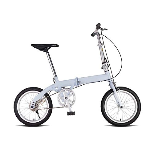 Plegables : Grimk Bicicleta Plegable Unisex Adulto Aluminio Urban Bici Ligera Estudiante Folding City Bike con Rueda De 16 Pulgadas, Manillar Y Sillin Confort Ajustables, Velocidad nica, Capacidad 110kg, Blue