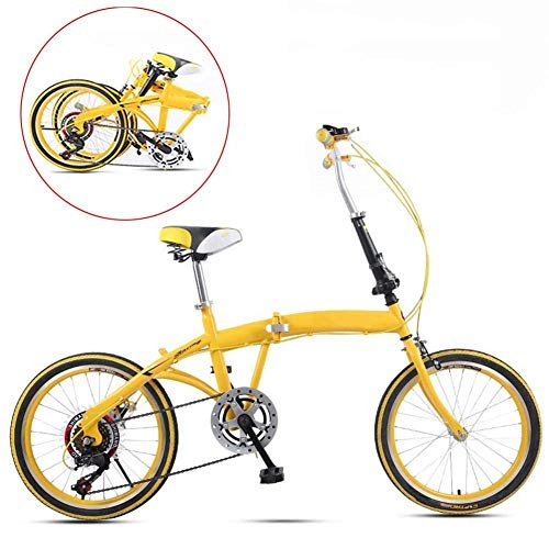 Plegables : Grimk Bicicleta Plegable Unisex Adulto Aluminio Urban Bici Ligera Estudiante Folding City Bike con Rueda De 20 Pulgadas, Manillar Y Sillin Confort Ajustables, 6 Velocidad, Capacidad 110kg