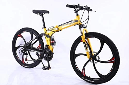 Plegables : GuiSoHn - Bicicleta de montaña de acero de 24 pulgadas, desplegable, 21 velocidades, doble disco, color GuiSoHn-5498446403., tamaño talla única