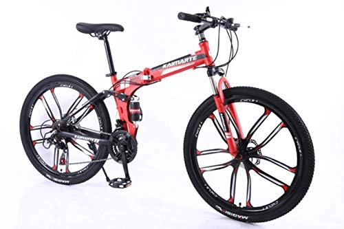 Plegables : GuiSoHn - Bicicleta de montaña de acero de 24 pulgadas, desplegable, 21 velocidades, doble disco, color GuiSoHn-5498446426, tamaño talla única