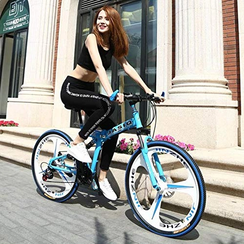 Plegables : GuiSoHn - Bicicleta de montaña plegable de 26 pulgadas, 21 velocidades, bicicleta de montaña de doble disco, bicicleta plegable para adultos, color GuiSoHn-514688195., tamaño talla única