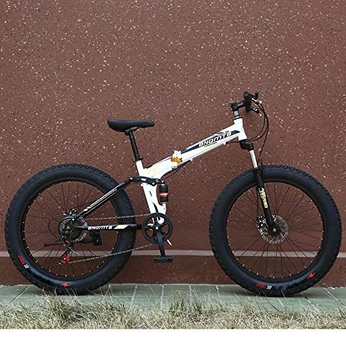 Plegables : GuiSoHn Bicicleta de Nieve Plegable MTB 26" Doble Disco de Montaña Fat Bicicleta Suspensión de Bicicleta de Montaña Marco de Acero 4 Llantas de Aluminio, color GuiSoHn-5498446731, tamaño talla única