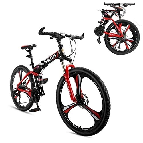 Plegables : GUOE-YKGM Bici De Montaña Plegable For Los Hombres / Mujeres De Bicicletas De 26 Pulgadas Al Aire Libre De La Bici 24 De Velocidad Completa Bicicletas MTB Suspension