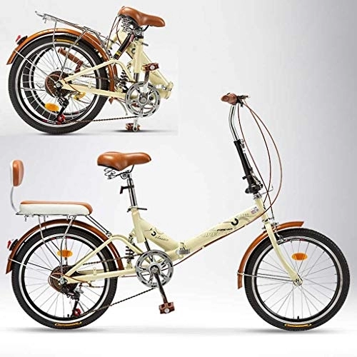 Plegables : GUOE-YKGM Las Bicicletas Plegables For Mujeres Y Hombres De 20 Pulgadas 6 Bicicletas Plegables Velocidad Variable For Adultos Velocidad De Estudiantes De Bicicletas Cesta De Metal, Brown Grips