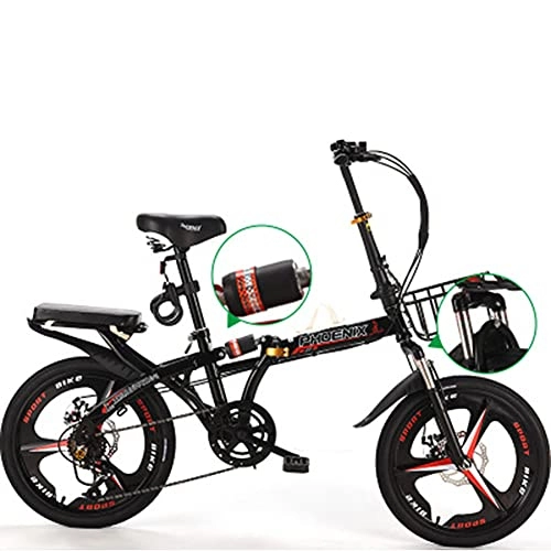 Plegables : GWL Bicicleta Plegable para Adultos, Bicicleta para Joven, Mujer Mountain Bike, Bicicleta de montaña prémium para niños, niñas, Hombres y Mujeres / Black / 16inch