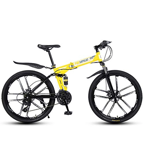 Plegables : GWSPORT Bicicleta De Montaa Bicicletas Plegables De 26 Pulgadas 21 Velocidad De Absorcin De Impactos Llanta Todoterreno para Bicicleta Liviana para Hombres Y Mujeres, Amarillo