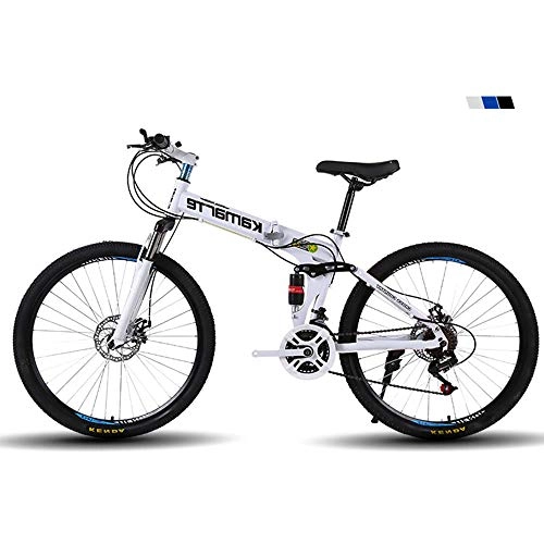 Plegables : GWSPORT Bicicleta Plegable Bicicleta de Montaa Ligera de Absorcin de Choque Porttil de 21 Velocidades Bicicleta Unisex, Blanco, 24Inch