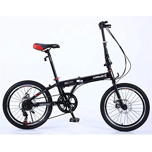 Plegables : GWSPORT Bicicleta Plegable Bicicleta porttil de Velocidad Variable Ultraligera para Hombres y Mujeres de 20 Pulgadas, Negro