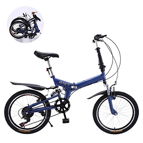 Plegables : GWSPORT Bicicleta Plegable de 20 Pulgadas para Hombres y Mujeres Bicicleta de Montaa Ligera y Porttil Que Absorbe Los Golpes Velocidad Variable, Azul