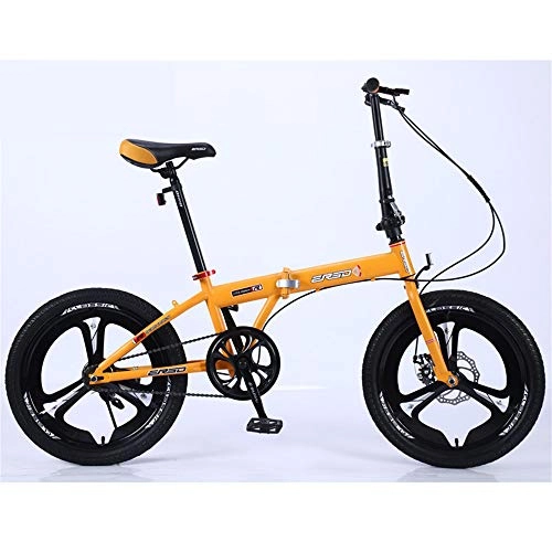 Plegables : GWSPORT Bicicleta Plegable de 20 Pulgadas Unisex Peso Ligero Porttil Absorcin de Choque Bicicleta de Velocidad Variable, Amarillo