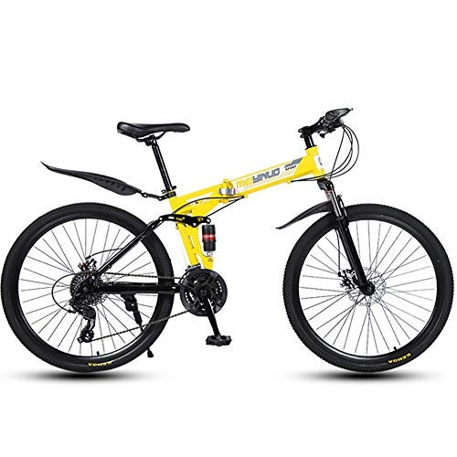 Plegables : GWSPORT Bicicleta Plegable de 26 '' para Hombres y Mujeres Neumtico de Velocidad 21 Absorcin de Choque Bicicleta de Montaa Ligera Neumtico Todoterreno, Amarillo