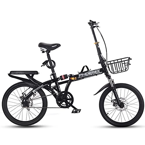 Plegables : gxj Bicicleta Plegable 7 Velocidades Compacta Bicicleta De Ciudad Cercanías, Frenos De Disco Dual Y Suspensión Doble Bicicleta Plegable para Hombres Y Mujeres Adolescentes, Negro(Size:16 Inch)