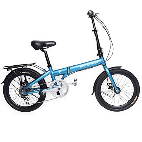 Plegables : GYL 20 Pulgadas Bicicleta de Velocidad Plegable Pintura de 5 Capas Shimano de 7 velocidades Neumáticos más Gruesos, Azul