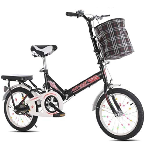 Plegables : GYL Bicicleta para Adultos Bicicleta Plegable de 16 / 20 Pulgadas General para niños y Adultos Cesta de Tela / Cesta de Hierro, Negro, 20inch