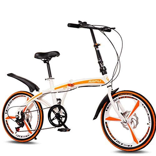 Plegables : GYL Porttil y Ligero 20 Pulgadas Bicicleta para Adultos & Estudiantes Plegable Freno de Doble Disco Ciclismo al Aire Libre la Velocidad se Puede Ajustar, B