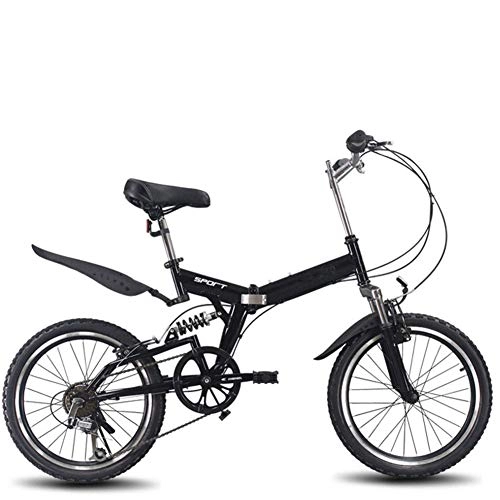 Plegables : GYL Portátil y Ligero 20 Pulgadas Bicicleta para Adultos & Estudiantes Plegable Suspensión de Alta Gama Manillar de Gama Alta Shimano, Negro