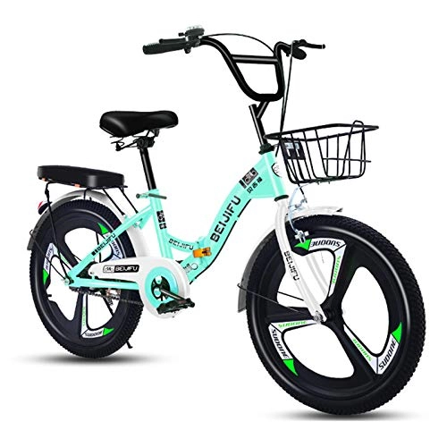 Plegables : GZMUK Bicicleta para Adultos, 6 Pulgadas, Bicicletas Plegables para Hombres, Mujer, Estructura De Acero Al Carbono, Verde, 22in