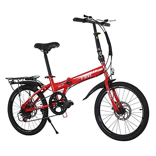 Plegables : HAGUOHE Bicicleta Plegable Bicicleta De 20 Pulgadas, Marco Trasero Marco De Acero De Alto Carbono Engrosado, Adecuado para Niños / Adultos De Más De 110 Cm