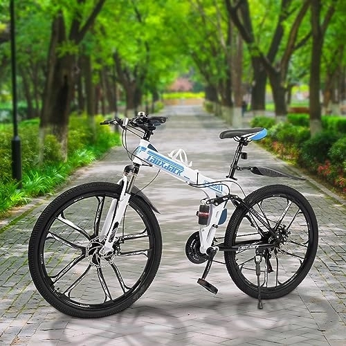 Plegables : Hanmorfarbi 26 en bicicleta plegable bicicleta de montaña para adultos 21 velocidades doble absorción de impactos bicicleta de acero al carbono totalmente suspendido bicicletas freno de disco
