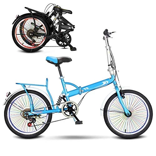 Plegables : HAOSHUAI 20 Pulgadas Adultos Plegable Ciudad de cercanías Bicicletas, Ligera MTB, 6 Velocidad Bicicleta Plegable, for Hombre de la Bici de montaña for Mujer (Color: Negro) (Color : Blue)