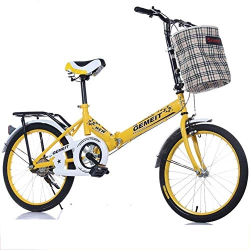 Plegables : HAOSHUAI 20 Pulgadas por Bicicleta Plegable de 16 Pulgadas - Adultos Bicicleta Plegable de la Mujer - Bicicleta Plegable de Trabajo for la Escuela 20 Pulgadas Azul (Color : Yellow, Size : 20inches)