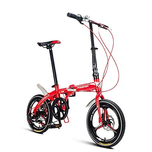Plegables : HECHEN Bicicleta-16in20in amortiguación de Velocidad Variable - Bicicleta Masculina y Femenina - Bicicleta Plegable Liviana para Adultos, Red16inches