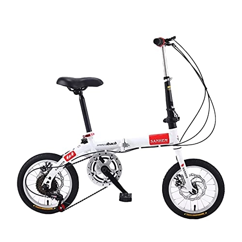 Plegables : HEZHANG Bicicleta de 14 Pulgadas Plegable Bicicleta de Adulto Bicicleta para Mujer Bicicleta de Altura de Altura de Carbono Bicicletas de Alumnos, Blanco