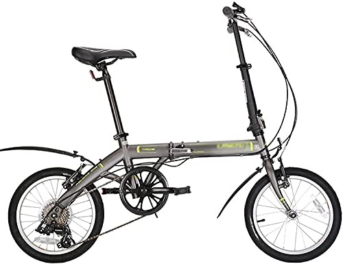 Plegables : HEZHANG Bicicleta Plegable de 16 Pulgadas, Bicicletas de 6 Velocidades con Pedales Bilaterales de Plegado M de Acero Al Alto Carbono, para el Automóvil / Transporte de Estudiantes para Trabajar, Gris