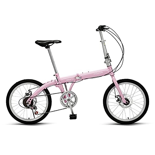 Plegables : HEZHANG Bicicletas Plegables, 20 Pulgadas 6 Velocidades Bicicleta Plegable Ciudad Ligera Ciudad de Viaje para Hombres Mujeres Niños, Rosa