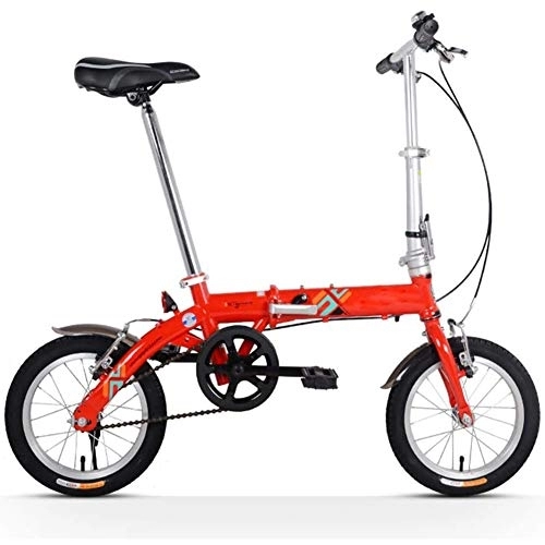 Plegables : HFJKD Adultos Plegable Bicicletas, Unisex Kid Sola Velocidad Plegable Bicicletas, Mini portátil de 16 Pulgadas Marco Reforzado de cercanías Bicicletas, Ligero, Rojo