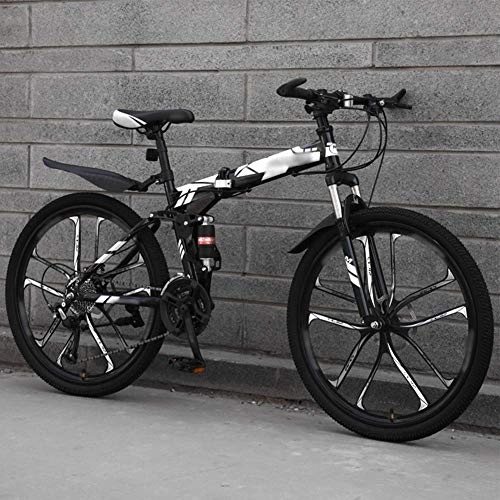 Plegables : HFJKD Bicicleta de montaña Plegable, Bicicleta de Doble suspensión con Freno de Doble Disco de 27 velocidades, Bicicletas de Velocidad Variable Todo Terreno de 26 Pulgadas para Hombres y Mujeres